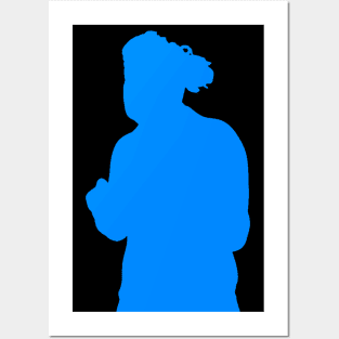 TeachUrb Anime Silhouette Blue Shadowy Figure Posters and Art